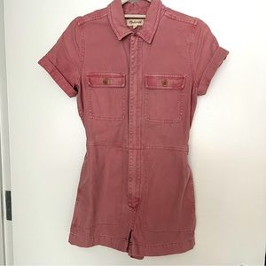Madewell pink zip up utility romper